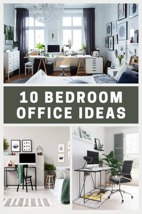 Whether you're working from home or just need a space to study, these 10 bedroom office ideas will help you make the most out of your limited space. From compact workstations to hidden storage solutions, these ideas are perfect for small spaces and will make your bedroom office feel spacious and cozy. #smallworkspaceideas #bedroomofficemakeover #workspaceinspiration #productivitytips #organizedhome How To Create Office Space In Bedroom, Small Work Space Ideas Bedrooms, His And Her Desk In Bedroom, Workspace In Bedroom Ideas, Bedroom Office Space Ideas, Bedroom And Working Space, Study Bedroom Ideas Small Spaces, Lounge Bedroom Ideas Small Spaces, Home Office And Guest Room Ideas