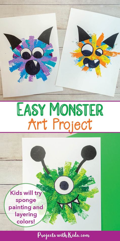 Halloween Art For Prek, Halloween Art For Kids Preschool, Monster Projects For Kids, Monster Toddler Crafts, Make Your Own Monster Kit, Monster Halloween Craft, Fun After School Activities For Kids, Preschool Halloween Art Projects, Kids Craft Halloween