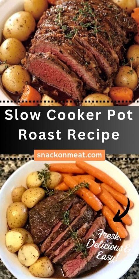 "Cozy up with this classic Slow Cooker Pot Roast! Tender beef chuck roast slow-cooked to perfection with carrots, potatoes, and a rich, savory gravy. Perfect for an easy, hearty meal the whole family will love. Just set it and forget it for a delicious, melt-in-your-mouth dinner. 🍲🥕 #SlowCooker #PotRoast #ComfortFood #EasyRecipes #FallDinner #Crockpot #BeefRoast #FamilyMeals #OnePotMeals"

This description includes key details and hashtags to increase engagement and make the post easy to find on Pinterest. Check Roast Crockpot, Easy Beef Chuck Roast Recipes, Roast With Potatoes And Carrots Crockpot, 2lb Chuck Roast Crock Pot, How To Cook Pot Roast In Crock Pot, Roast Beef Crock Pot Recipes Slow Cooker, Roast And Potatoes In Crockpot, Recipe For Chuck Roast, Crockpot Beef Roast Recipes