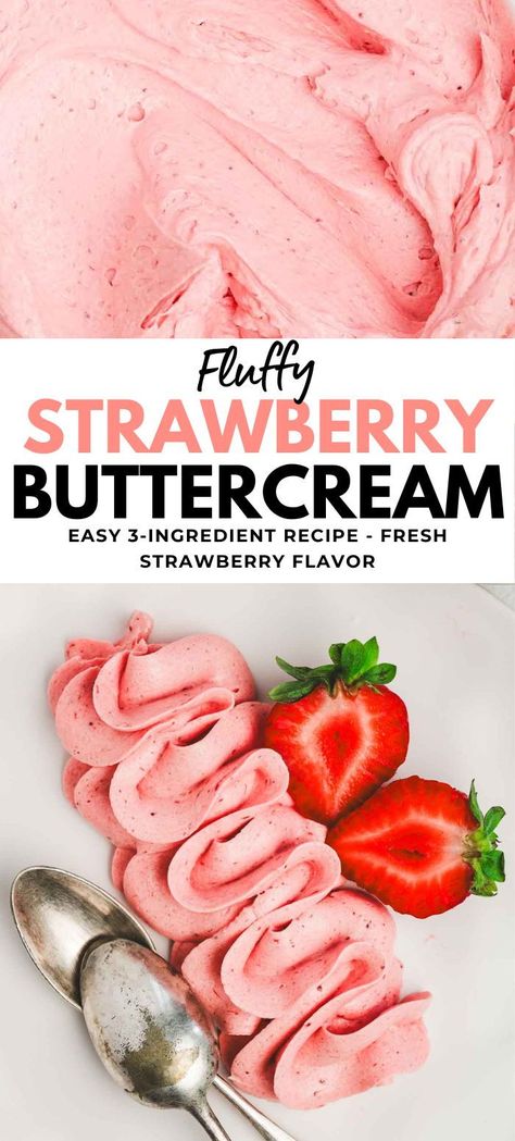 Try our simple Strawberry Buttercream Frosting recipe! With only 4 ingredients, it's a breeze to make. Made with fresh strawberries, it delivers a natural, refreshing flavor perfect for cakes and cupcakes. Treat yourself to the taste of summer with every creamy bite. Strawberry Cream Frosting, Frosting For Strawberry Cupcakes, Easy Frosting Designs, Strawberry Butter Cream Frosting, Best Strawberry Frosting, Homemade Strawberry Frosting, Strawberry Frosting Recipe Easy, How To Make Strawberry Frosting, Real Strawberry Frosting