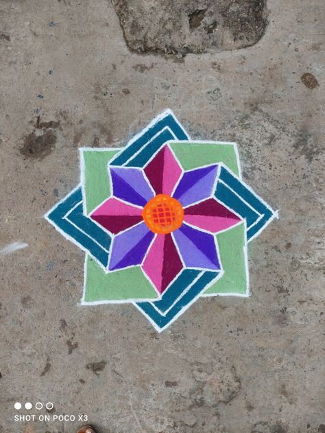 Colour Kolam Design, Sathiya Design, Artistic Rangoli, 3d Kolam, Diwali Kolam, Colour Kolam, Pattern Design Drawing, Easy Rangoli Designs Videos, Very Easy Rangoli Designs