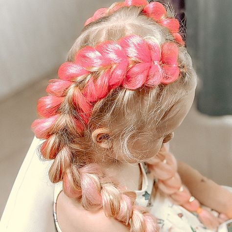 Ways To Use Braiding Hair, Braids With Color Hair Extensions, French Braids With Hair Extensions, Braiding Extensions Hairstyles, Color Hair Extensions Braids, Dragon Braid With Color, How To Add Colored Extensions To Braids, How To Add In Braiding Hair, Braid In Synthetic Hair