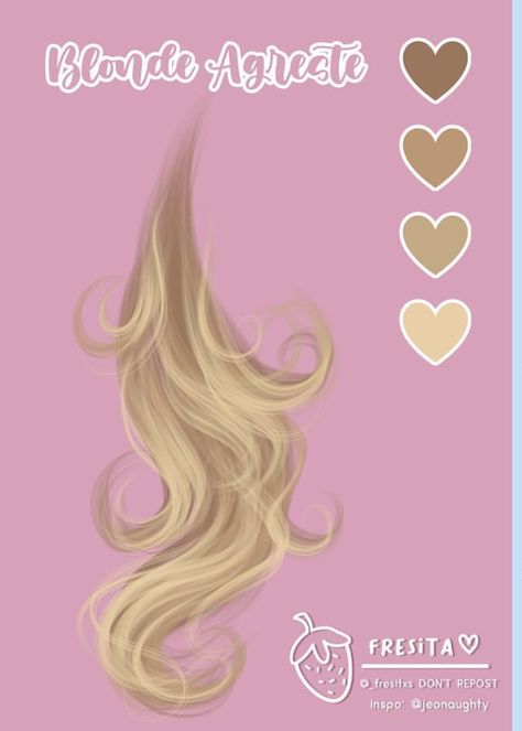 Coloring Blonde Hair Drawing, Blonde Hair Shading Drawing, Blonde Pallete Color, Blonde Hair Color Drawing, Blonde Hair Pallete, Hair Color Pallets Digital Art, Blonde Color Palette Drawing, Blonde Hair Color Pallete, Blonde Colour Palette