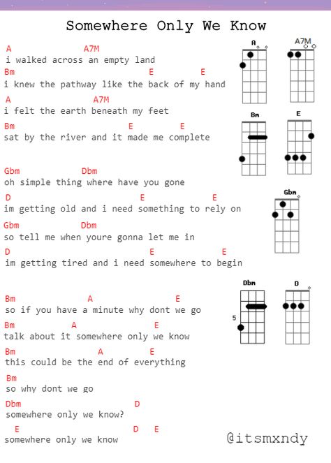 Somewhere Only We Know Piano Chords, I'm Not Angry Anymore Ukulele, Somewhere Only We Know Ukulele, Somewhere Only We Know Guitar Chords, Somewhere Only We Know Chords, Somewhere Only We Know Ukulele Chords, Songs With Chords Piano, When She Loved Me Ukulele, Ukulele Plucking Songs