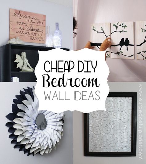 Do you need some cheap bedroom wall ideas? Here are a few things to get your creative juices flowing! We used inexpensive things plus other items we already had around the house and you’ll be amazed what we came up with. Take these ideas and adapt them to your own bedroom or any room for that matter! (These are part of our Budget Bedroom Makeover series: http://bit.ly/budgetbedroomseries ) Diy Bedroom Wall, Bedroom Wall Ideas, Owners Suite, Cheap Bedroom, Diy Home Decor For Apartments, Diy Wall Decor For Bedroom, Bedroom Makeovers, Hang Pictures, Cheap Diy Home Decor