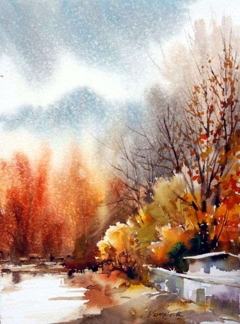 Landscaping Lighting, Abstract Watercolor Landscape, Painting Demo, Watercolor Tree, Abstract Watercolor Art, Landscape Art Painting, Fall Watercolor, Watercolor Painting Techniques, 수채화 그림