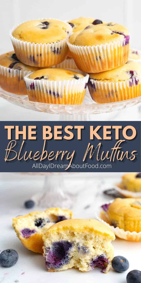 Whip up these easy Keto Blueberry Muffins for easy breakfasts or snacks. They are light and fluffy, with 9g of protein and only 4.4g of net carbs per serving. Keto Fresh Blueberry Recipes, Potato Biryani, Keto Blueberry Mug Muffin, Keto Danish, Blueberry Muffins Keto, Easy Keto Blueberry Muffins, Low Carb Lemon Blueberry Muffins, Blueberry Cheesecake Muffins, Carolyn Ketchum