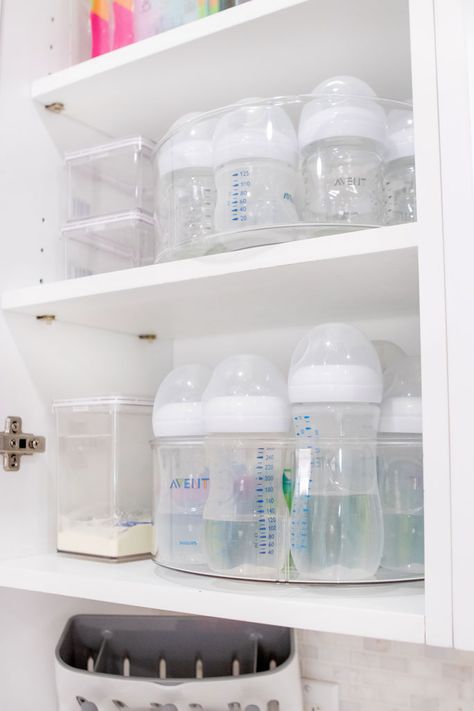 How To: Make Space For Baby In The Kitchen - Blame it on Mei | Miami Mom Blogger Mei Jorge Organization Nursery, Baby Bottle Organization, Baby Bottle Storage, Baby Nursery Organization, Baby Room Organization, Baby Storage, Nursery Closet, Baby Life Hacks, Baby Room Inspiration