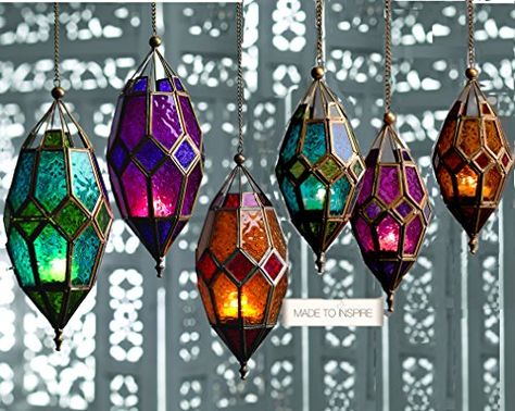 Tea Light Holder Hanging, Lantern Lampshade, Glass Lanterns, Moroccan Lamp, Moroccan Lanterns, Glass Tea Light Holders, Hanging Candles, Lantern Design, Deco Boheme