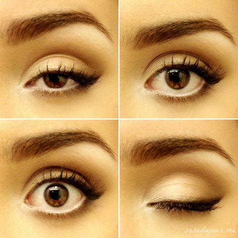 Sara du Jour: My Everyday Soft Cat Eye Eye Makeup Round Eyes, Cat Eye Tattoos, Eyeliner Cat, Soft Cat Eye, Makeup For Round Eyes, Easy Cat Eye, Cat Eye Tutorial, Cat Eye Makeup Tutorial, Cat Eye Eyeliner