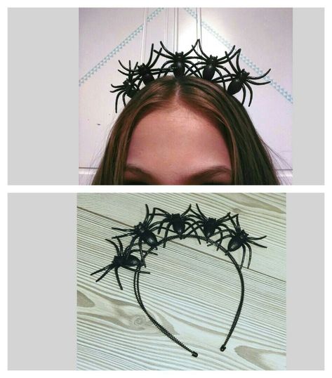 Spider Crown Diy, Diy Halloween Headbands, Spider Crown, Tiara Halloween, Spider Headband, Halloween Decorations Diy, Diy Spider, Halloween Crown, Spider Costume