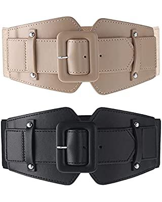 GRACE KARIN Women's Snap-Button Corset Belt Wide Elastic Belts for Dress Stretchy Waistband at Amazon Women’s Clothing store Belt Design For Dress, Big Belt, Wide Belts For Women, Nice Belts, Branded Belts, Corset Belt, Belt Style, Beautiful Belts, Belt Design