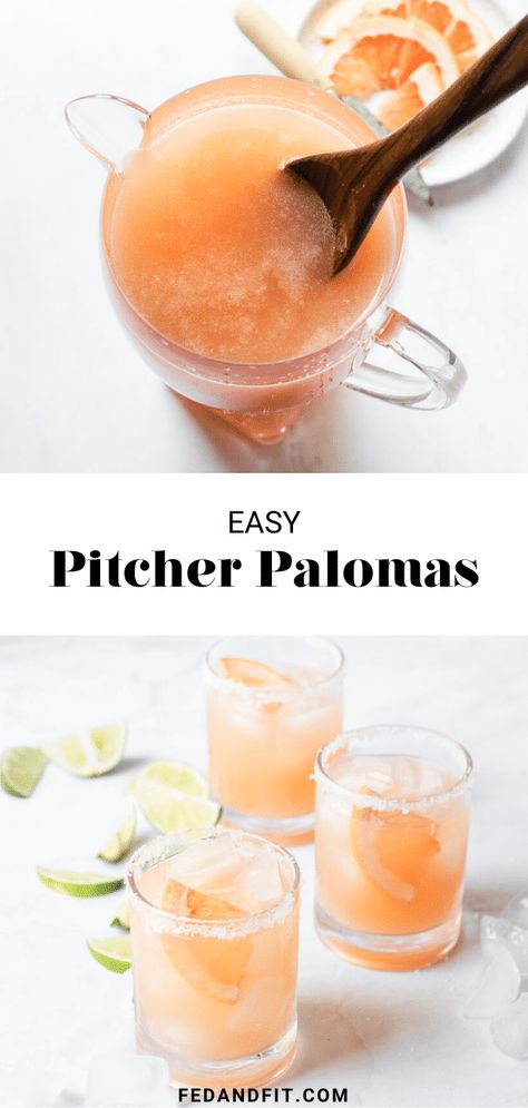 These easy pitcher palomas are a refreshing and fizzy margarita alternative that are perfect for any party or summer gathering! Easy Flavored Margarita Recipes, Summer Bbq Drinks Alcoholic, Drinks For Taco Night, Taco Night Drinks, Pitcher Paloma Recipe, Paloma Pitcher Recipe, Paloma Recipe Pitcher, Easy Drinks For Party, Paloma Cocktail Tequila Pitcher