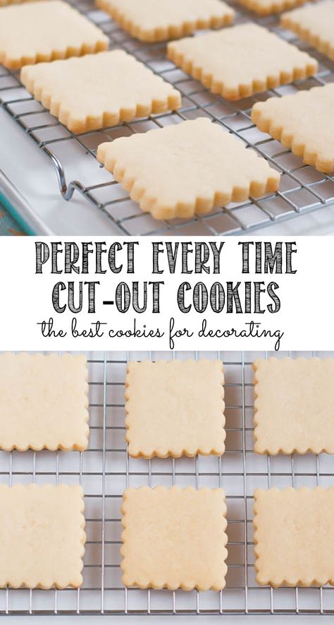 Best Decorating Cookie Recipe, Cookie Dough For Decorated Cookies, Sugar Cookie Decorating Recipe, Best Tasting Cut Out Sugar Cookie Recipe, Best Cookie Recipe For Cutouts, Vanilla Cut Out Cookies, Decorating Cookies Recipes, Perfect Cut Out Sugar Cookie Recipe, How To Make Shaped Cookies