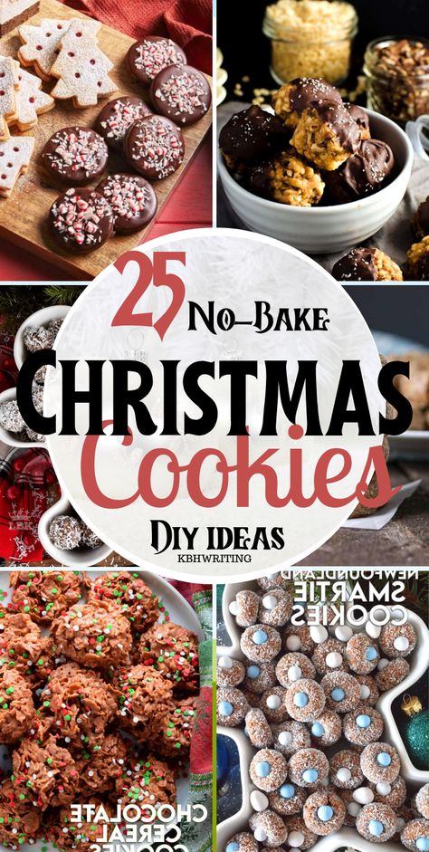 Enjoy the season with these no-bake Christmas cookies. From easy-to-make classics to creative variations, explore a variety of recipes that require no oven time. Whip up delightful treats without the hassle, and savor the festive flavors of Christmas with these no-bake cookie recipes. #NoBakeChristmasCookies #NoBakeChristmasCookiesIdeas Cracked Cookie Recipes, Best Cookies To Give As Gifts, Christmas Desserts Easy Cookies, Mouse Farts Cookies, No Bake Christmas Treats Holiday Gifts, Freezable Cookies Christmas, Christmas Cookies Nut Free, Christmas Bakesale Ideas Easy, Top 5 Christmas Cookies