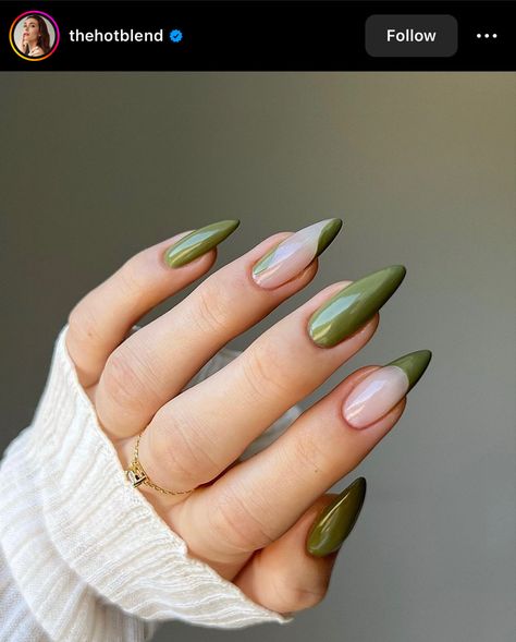 Olive Nails, Green Acrylic Nails, Green Nail Art, November Nails, Green Nail Designs, Green Nail, Casual Nails, Autumn Nails, Fall Nail Designs