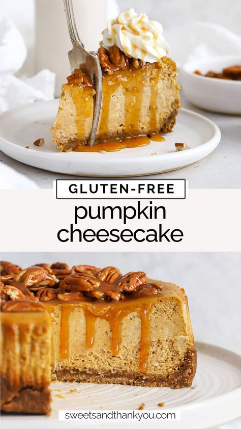 Spooky Desserts Gluten Free, Gluten Free Pumpkin Pie With Premade Crust, Thanksgiving Recipes Dessert Gluten Free, Fall Recipes Dessert Gluten Free, Best Gluten Free Pumpkin Pie, Gluten Free Pumpkin Cheesecake Recipe, Gluten Free Pumpkin Pie Cheesecake, Fall Dessert Gluten Free, Gf Pumpkin Bars Gluten Free