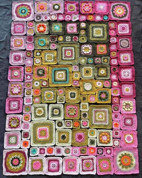 Mismatched Granny Square Blanket, Crochet Patchwork Blanket Granny Squares, Homage To The Granny Square, Scrap Granny Square Blanket, Nature Granny Square, Crochet Granny Square Blanket Ideas, Random Granny Square Blanket, Granny Square Ideas Projects, Patchwork Blanket Crochet