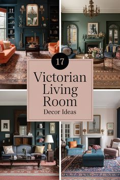 1940s Living Room Decor, Maximalist Decor Victorian, Traditional Sitting Room Decor, Thrifted Victorian Decor, Historic Living Room Ideas, Chairs By Fireplace Two, Victorian House Living Room Ideas, Bright Victorian Living Room, Blue Vintage Living Room