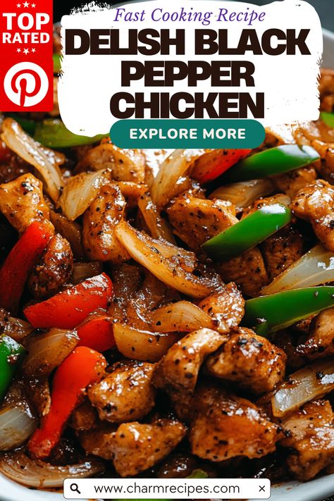 Black Pepper Chicken Blackened Pepper Chicken, Best Black Pepper Chicken, Cracked Black Pepper Chicken, Black Pepper Chicken Chinese Recipe, Black Pepper Chicken Healthy, Chicken Mushroom Bell Pepper Recipes, Thai Black Pepper Chicken, Chinese Pepper Chicken Recipe, Peppered Chicken Chinese