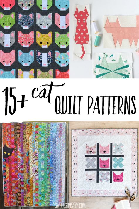 Cat Themed Quilt Patterns, Pieced Cat Quilt Block, Cat Paper Pieced Quilt Patterns, Cats On Cats Quilt, Free Cat Quilt Block, Cat Block Quilt Patterns, Cat Quilt Blocks Free Pattern, Cat Themed Quilts, Paper Pieced Cat Patterns Free