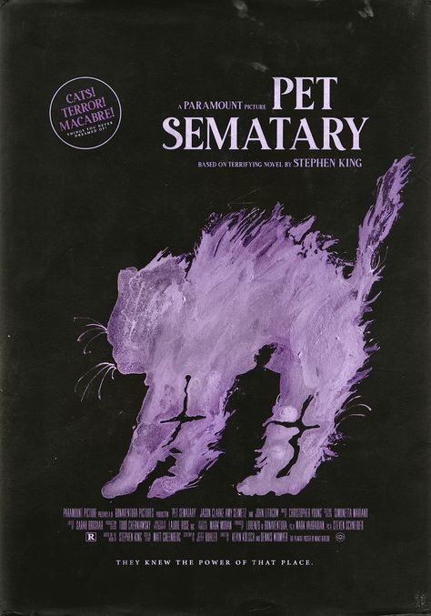 Spooky Poster Design, Purple Movie Poster, Pet Sematary Movie, Pet Sematary, Best Movie Posters, Posters Design, Film Poster Design, Horror Posters, Retro Horror