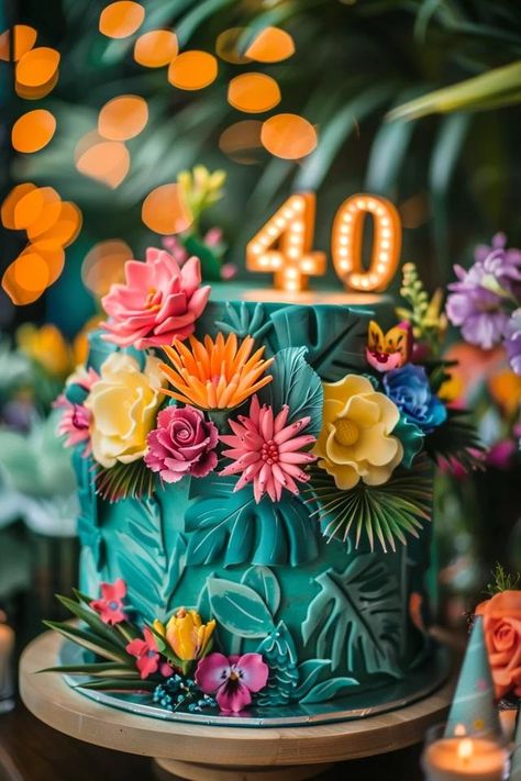 Celebrating in Style: 40th Birthday Cake Ideas Female 40th Cakes Women, Female 40th Birthday Cake, Retro Themed Cake, 40th Birthday Cake Women, Birthday Cake 40th Women, 42 Birthday Cake, Milestone Birthday Ideas, 40th Birthday Cake Ideas, Quirky Cakes