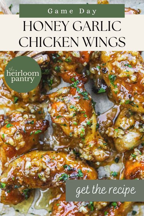 Honey Garlic Chicken Wings Honey Garlic Wings, Honey Garlic Chicken Wings, Garlic Wings, Strawberry Recipe, Garlic Chicken Wings, Turkey Chili, Honey Garlic Chicken, Honey Recipes, Chicken Sausage