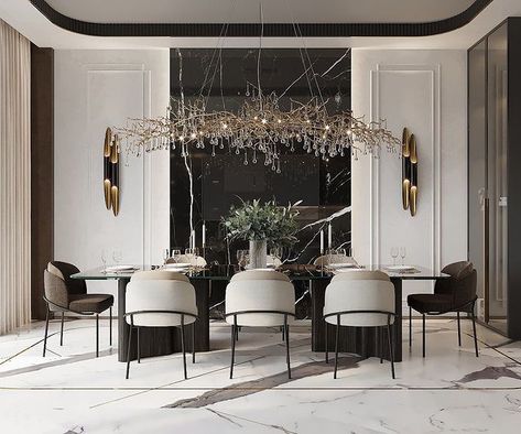 Modern Classical Dining Room, Neo Classic Dining Room, Neoclassical Interior Dining Room, Neoclassic Dining Room, Dinning Room Neo Classic, Dining Wall Decor, Dining Room Design Luxury, Dining Room Paint Colors, Neoclassical Interior