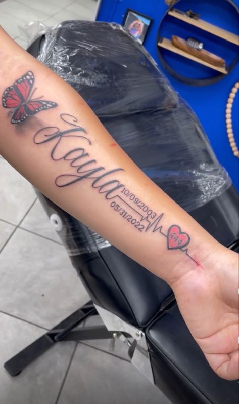 Forearm Remembrance Tattoo Women, Rip Nana Tattoo, Arm Tattoos For Women Black Woman, Long Live My Grandma Tattoos, Name Tattoos For People Who Passed, Great Grandmother Tattoo, She Taught Me To Fly Tattoo, Tattoo Ideas Female For People That Died, Not Delivered Text Tattoo