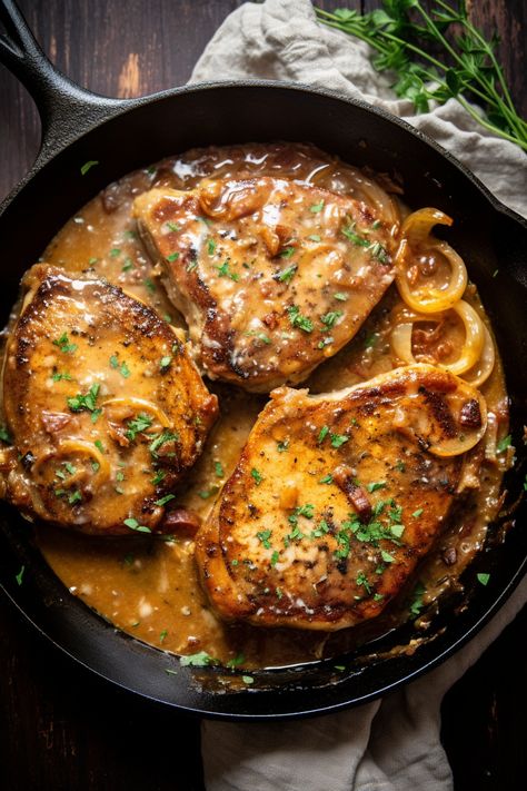 Smothered Pork Chops Tennessee Onions, Mouth Chicken, Meatloaf Casserole, Maple Icing, Pork Casserole, Pineapple Bread, American Goulash, Maple Cookies, Stuffed Potatoes