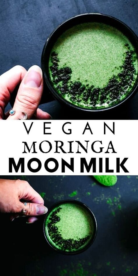 Moon Milk Recipe, Moringa Recipes, Vegan Latte, Cocktail Original, Golden Milk Recipe, Moon Milk, Moringa Powder, Sugar Free Diet, Vegan Drinks