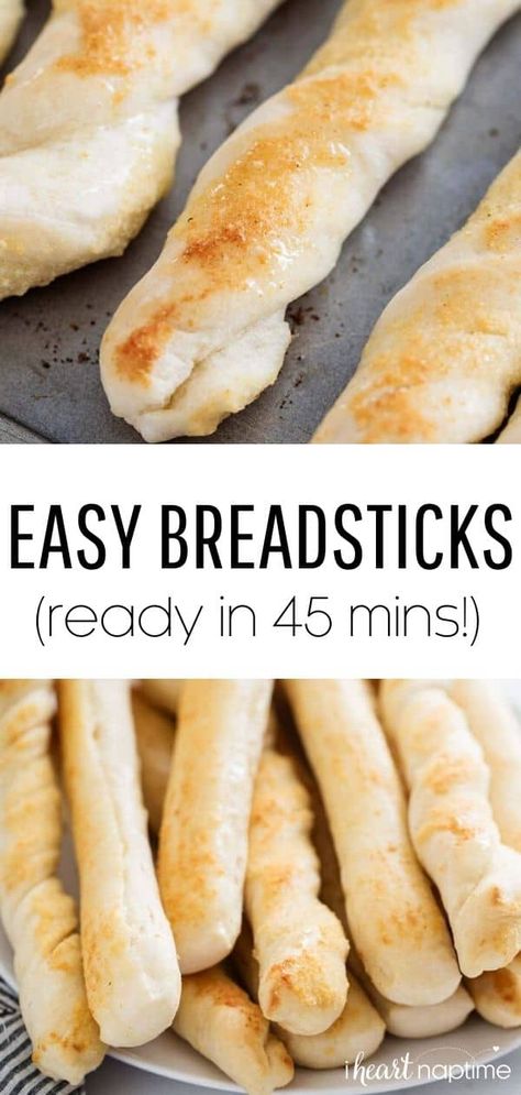 Easy Homemade Breadsticks, Easy Breadsticks, Breadsticks Easy, Parmesan Butter, Homemade Breadsticks, Bread Sticks Recipe, Baking Homemade, Bread Sticks, Homemade Bread Easy