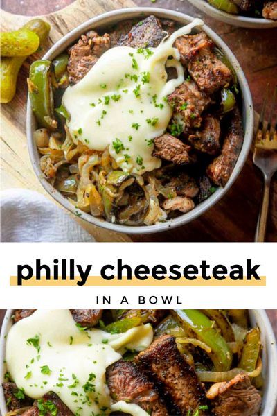 Cheesesteak In A Bowl, Keto Bowls, Steak Bowl, Boiled Egg Diet Plan, Cheese Steak, Philly Cheese, Gouda Cheese, Keto Lunch, Philly Cheesesteak