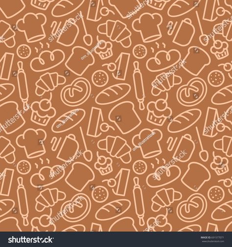 Bakery seamless pattern consisting of food and baking accessories line style for use decoration identity food market, cafe, bread house, cupcake firm, coffee shop, loaf store Zine Pack, Logo Design Inspiration Vintage, Music Logo Design, Bread Shop, Boutique Logo Design, Logo Design Inspiration Creative, Design Studio Logo, Food Baking, Flower Logo Design