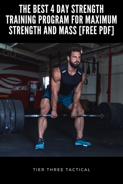 Free PDF Strength Training Program Strength Training Program 12 Weeks, 4 Day Powerlifting Workout, 4 Day Strength Training Plan, Mens Strength Training Workouts, Men’s Workout Plan, 4 Day Workout Plan For Men, Weightlifting Workouts Training Programs, Mens Workout Routine, Crossfit Strength Program