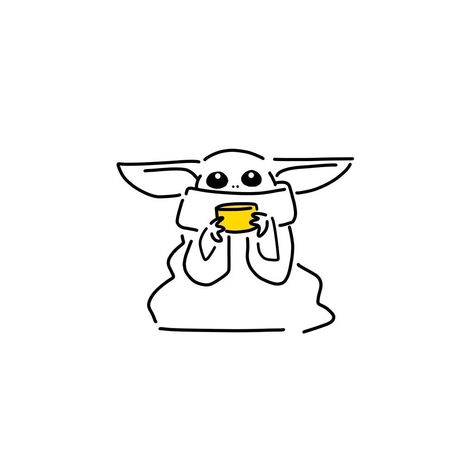 "Unite all fans, I must." By @lemonblanc #starwars #themandelorian #babyyoda #yoda #lemonblanc #illustration #lineart #linedrawing Grogu Simple Drawing, Simple Grogu Tattoo, Star Wars Couple Tattoo Ideas, Grogu Line Art, Yoda Line Art, Mandalorian Line Art, Star Wars Illustration Minimalist, Star Wars Simple Art, Star Wars Line Drawing