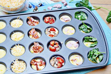 Low Carb Mini Muffin Tin Recipes, Mini Muffin Tin Egg Bites, Mini Egg Fritata Recipe, Egg Mini Muffins Breakfast, Mini Muffin Pan Egg Bites, Mini Muffin Breakfast Recipes, Mini Egg White Bites, Mini Egg Bites Muffin Tins, Mini Omelet Muffins Breakfast Bites