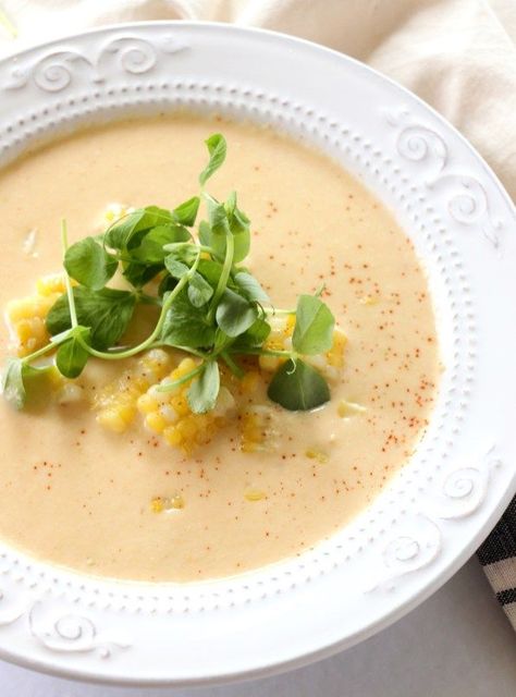 Creamy Sweet Corn Soup Sweet Corn Soup Recipe, Creamy Sweet Corn, Shrimp Chowder, Corn Soup Recipes, Sweet Corn Soup, Creamed Leeks, Onion Vegetable, Corn Soup, Zucchini Fritters