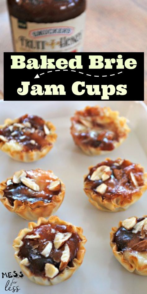 Baked Brie And Bacon Jam Phyllo Cups, Brie Cheese Bites Recipes, Raspberry Jam Appetizers, Raspberry Brie Tartlets, Brie Bites Phyllo Cups, Baked Brie Bites Phyllo Cups, Baked Brie Phyllo Cups, Brie And Jam Bites, Brie In Phyllo Cups