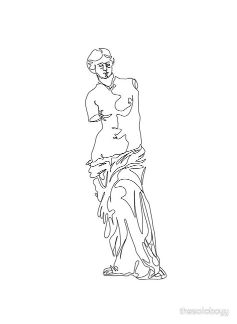 "Minimal Venus" by thesoloboyy | Redbubble Venera Tattoo, Venus Line Art, Venus Sculpture, Venus Painting, Sculpture Greek, Statue Tattoo, Single Line Drawing, Greek Sculpture, Doodle Illustration