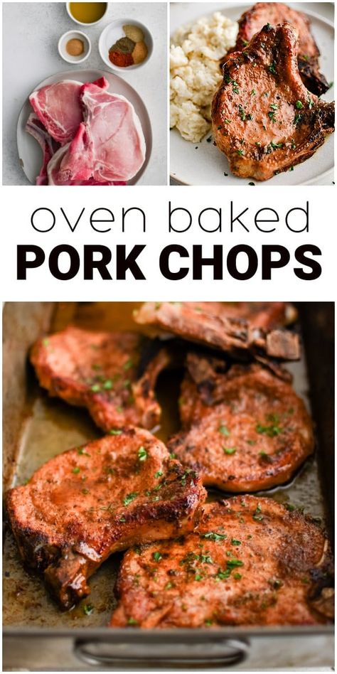 These Oven-Baked Pork Chops are the juiciest, most flavorful pork chops you'll ever make! Made with simple pantry ingredients for a perfect weeknight dinner the whole family will love. The Forked Spoon, Slow Cook Pork Chops In Oven, Best Pork Chop Recipes In Oven, Best Oven Pork Chops Ever, Baked Porked Chops, Oven Roasted Pork Loin Chops, Pork Chops And Onions Baked, Healthy Baked Pork Chops Oven Bone In, 1 Inch Pork Chops In The Oven