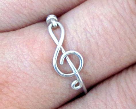 Treble Clef Ring, Treble Clef Jewelry, Music Ring, Music Rings, Best Friend Rings, Not Musik, Friend Rings, Ring Wire, Rings Handmade