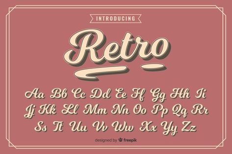 Vintage Fonts Alphabet, Old School Fonts, Hand Lettering Alphabet Fonts, Decorative Alphabet, Vintage Template, Alphabet Templates, Groovy Font, Vintage Font, Fonts Typography