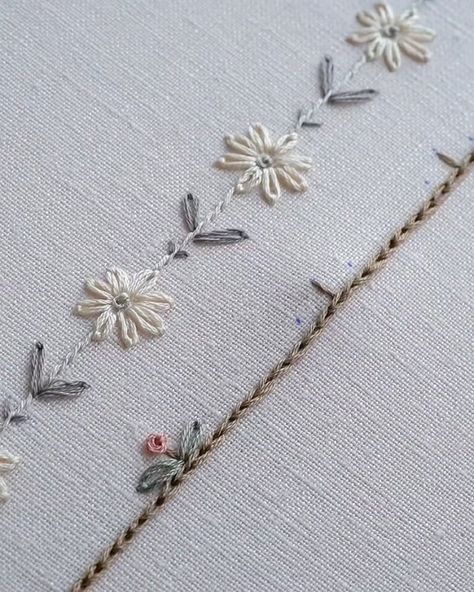 Embroidery.Вышивка.Handmade | @diana_vingert | Instagram Basic Hand Embroidery Stitches, Simple Hand Embroidery Patterns, Ribbon Embroidery Tutorial, Simple Embroidery Designs, Diy Embroidery Designs, Bead Embroidery Tutorial, Hand Embroidery Patterns Flowers, Hand Embroidery Videos, Diy Embroidery Patterns