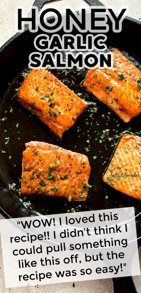 Pan Fried Salmon Recipes Healthy, Honey Garlic Sauce For Salmon, Honey Seared Salmon, Honey Salmon Recipes Stove Top, Teriyaki Salmon Pan Seared, Frying Salmon In A Pan, Pan Frying Salmon, Salmon Recipes Baked Honey Soy Sauce, Homey Garlic Salmon Recipes