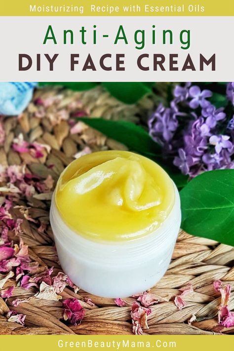 Simple DIY Anti Aging Cream That’ll Instantly Make Your Skin Glowing - greenbeautymama.com Diy Skin Care Recipes Anti Aging, Diy Face Lotion Anti Aging, Diy Anti Wrinkle Face Cream, Diy Beauty Products Recipes, Diy Anti Aging Face Cream, Homemade Anti Aging Face Cream, Diy Anti Aging Mask, Anti Aging Face Cream Diy, Anti Aging Cream Recipe