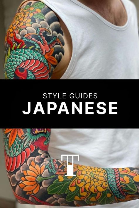 Irezumi Tattoos Sleeve For Men, Four Elements Tattoo Sleeve, Japanese Style Tattoo Sleeve Men, Japanese Traditional Tattoo Sleeve Men, Japanese Tebori Tattoo, Japanese Elements Tattoo, Japanese Men’s Sleeve Tattoo Ideas, Japanese Sleeve Tattoos Color, Japanese Tattoo Elements