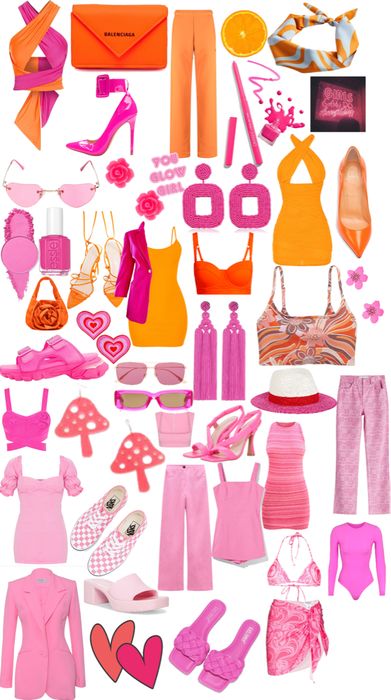 pink and orange Outfit | ShopLook Orang And Pink Outfit, Pink And Orange Accessories, Pink And Orange Birthday Outfit, 50 Shades Of Pink Party Outfits, Barbie Orange Outfit, Pink Orange Bachelorette Outfits, Pink And Orange Bachelorette Party Outfit, Pink Swim Bachelorette, Pink And Orange Party Outfit