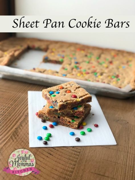 Monster Cookie Bars Jelly Roll Pan, Large Batch Bars Sheet Pan, Sheet Pan Sugar Cookie Bars, Sheet Pan Cookie Bars, Camp Desserts, Bulk Meals, Crowd Recipes, Camp Meals, Tasty Cakes